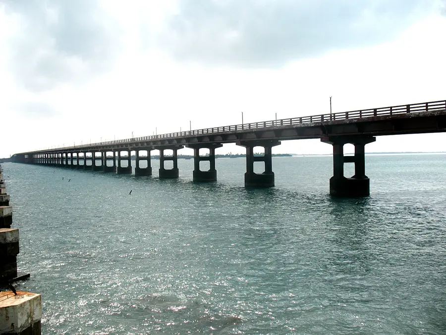 Pamban Bridge connecting Rameswaram to the mainland